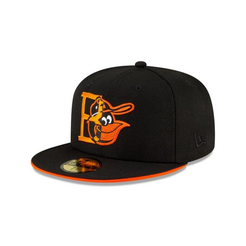 MLB Baltimore Orioles Double Logo 59Fifty Fitted (SJC0889) - Black New Era Caps